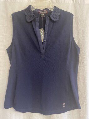 Golftini NWT navy blue sleeveless polo shirt, size Medium